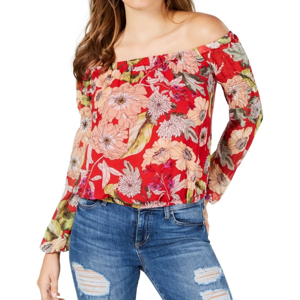 Guess Los Angeles Floral Off The Shoulder Blouse - Picture 4 of 13